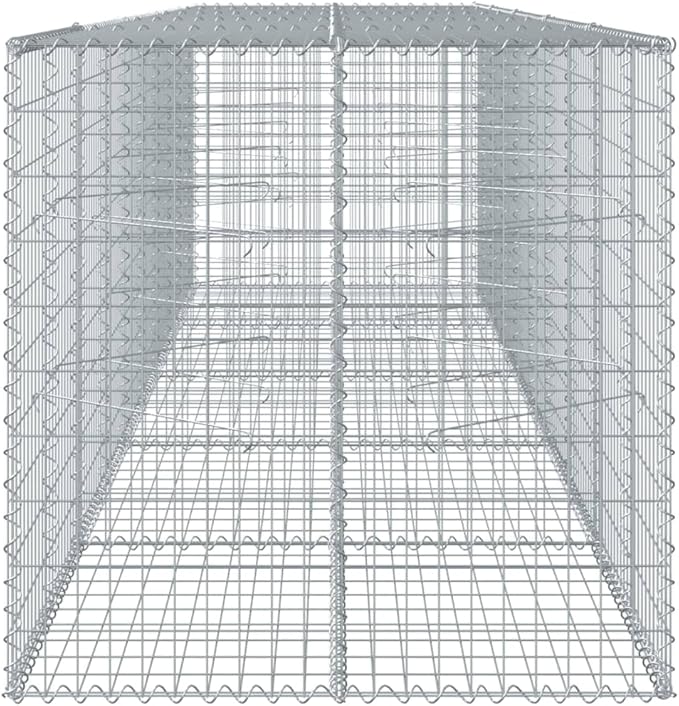 Galvanized Gabion Basket with Cover 196.9x39.4x39.4 Metal Raised Garden Bed Planter Box for Outdoor Landscaping Retaining Walls &amp Decorative Features