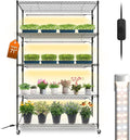 Bstrip Plant Shelf with Grow Light 5 Tier Large Tall Plant Stand with 3FT T8 120W Grow Light for Indoor Plants Full Spectrum LED Plant Light with Wheel for Seedling (47.2 Lx17.8 Wx71 H)