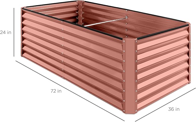 Best Choice Products 6x3x2ft Outdoor Metal Raised Garden Bed Deep Root Box Planter for Vegetables Flowers Herbs 269 Gallon Capacity 100% Non Toxic Materials - Terracotta