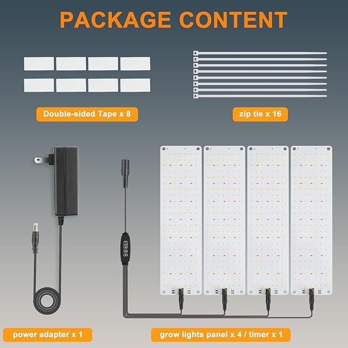 Led Grow LightUltra-Thin Panel Grow Lights for Indoor Plants644LEDs Full Spectrum Grow Lights for Under Cabinet Plant Grow Lamp with 3/9/12H Timer10 Dimmable Levels for Plants Growing (4pcs Pro)