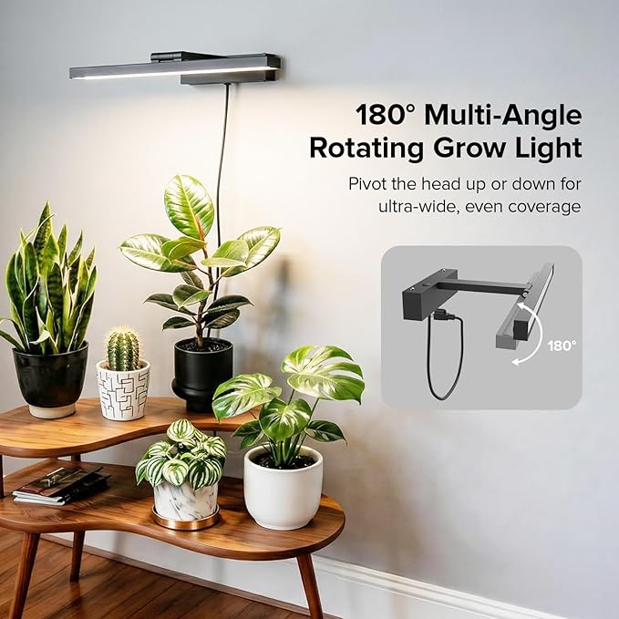 SANSI Grow Lights for Indoor Plants 35W Wall Mounted Grow Light Full Spectrum LED Plant Lights for Indoor Growing High PPFD with 4-Level Dimmer Auto On Off 4/8/12 Hrs Remote for Greenhouse Seed