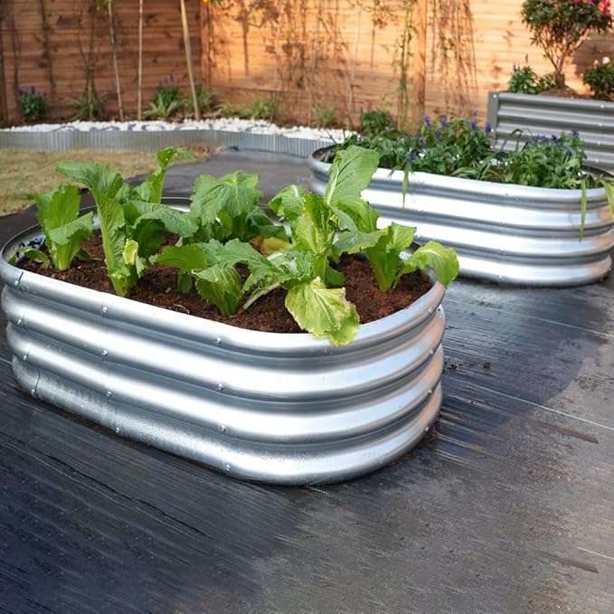 4x2x1ft Galvanized Raised Garden Bed Outdoor 2-Pack 12 Tall Metal Raised Beds for Gardening Planter Boxes for Plants Vegetables Flowers Herbs &amp Tomato Bottomless Elevated Garden Beds Kit Si