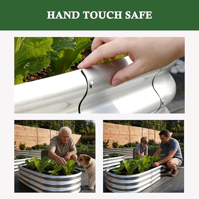 4x2x1 ft Galvanized Raised Garden Bed Outdoor 4-Pack 12 Tall Metal Planter Boxes for Planting Vegetables Flowers Herbs Tomato - Corrugated Rust-Resistant Elevated Garden Beds Kit Silver
