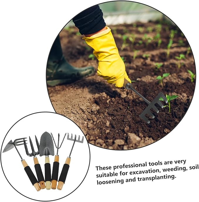 balacoo 1set Ergonomic Gardening Tool Kit Hand Shovel and Rake for Bonsai Potted Plants and Vegetables Portable Garden Tools for Easy Digging and Weeding