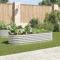 Steel Planter Raised Bed Metal Flower Box Planter Raised Beds Outdoor Garden for Planting Fruit 94.5x31.5x17.3 Silver-885