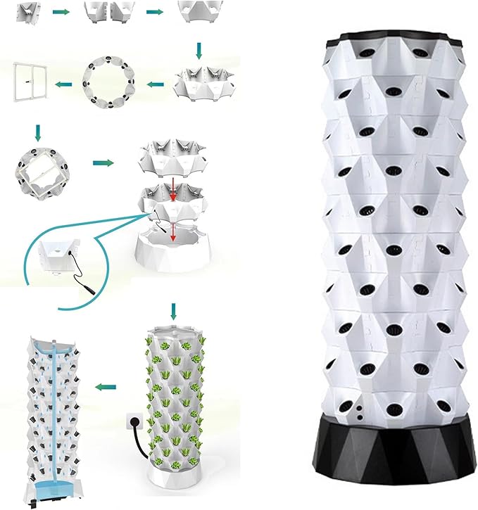 80 Pods Hydroponics Tower Garden Hydroponic Growing System Aeroponics Growing Kit for Herbs Fruits and Vegetables