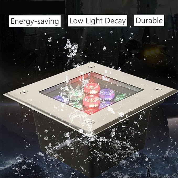 Ground LED Landscape Lights - Outdoor Buried Lights Square Embedded Led Spot Lights 85-265V Ground Lighting Light IP67 Waterproof Decorate Light for OutdoorGreen-3w