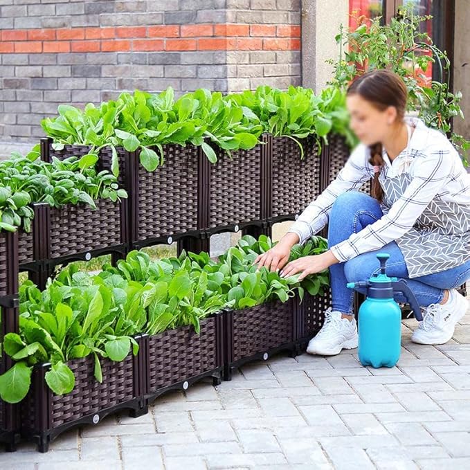 YSUEFIJO Raised Garden Bed Kit Raised Garden Bed Planter Box Outdoor Elevated Flower Box Vegetables Growing Planter Patio Gardening Planter Box