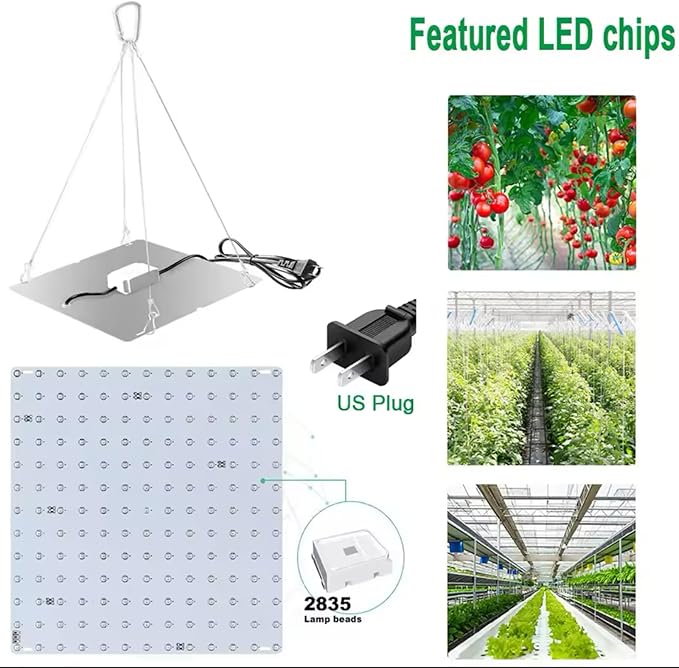 LED Plant Grow Light Full Spectrum Plant Light 256 LEDs Hanging Type Suitable for Tents greenhouses Vegetables seedlings hydroponics Seed Germination Flowers (Style A)