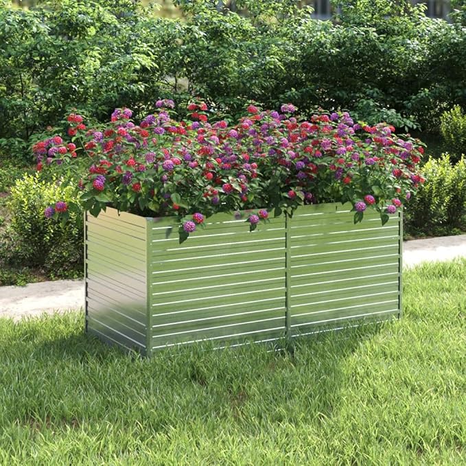 SKM Garden Raised Bed 160x80x77 cm Galvanized Steel Silver (Weight-12KG)