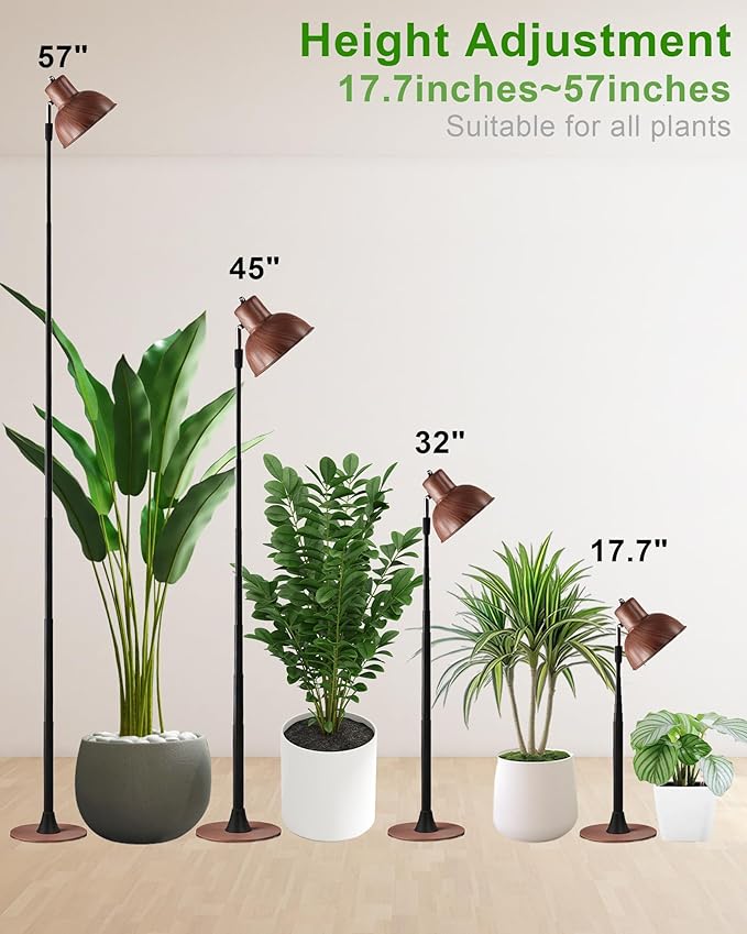 yadoker Plant Grow Light for Indoor Plant Walnut Wood Grain LED Grow LightElevating Plant LampHeight AdjustableAutomatic Timer with 8/12/18Hours10-Level BrightnessIdeal for Large Plant Grow