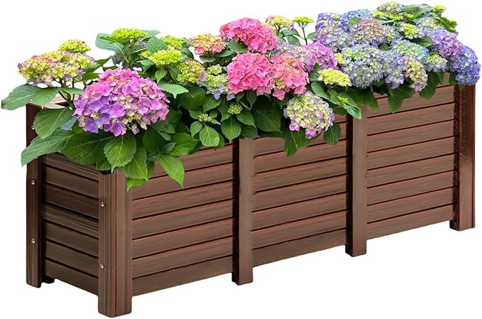Wood Garden Bed Planter Garden Boxes Outdoor Planter Box Wood Container Gardening Planter Raised Beds for Growing Flowers/Vegetables/Fruits in Backyard (62.99inx19.68inx23.62in)