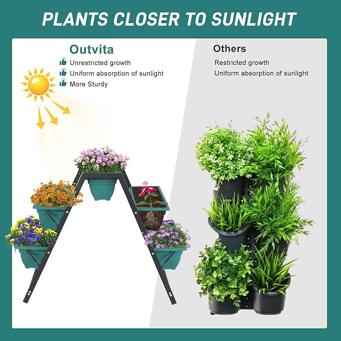 Raised Garden Planter Bed Tiered Planter Stand with 5 Boxes Vertical Raised Garden Bed for Herbs Flowers or Vegetables in Patio Balcony Indoor Outdoor