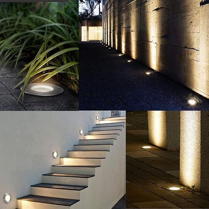 6PCS Ground LED Landscape Lights - Outdoor Buried Lights 3W Round Floor Lamp LED Underground Well Light/COB Mini Outdoor Landscape Spotlight/IP67 Waterproof Landscape Lighting Flood