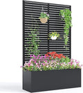 Garvee Metal Raised Garden Bed with Trellis 71x47x16 Metal Planter Box with Trellis Privacy Screen for Climbing Plants Vegetable Vines Drainage Holes 15.8 Deep Planting Bed Black
