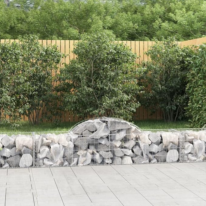 Gabion Baskets Silver Galvanized Iron - Durable Garden Walls &amp Landscape Retaining Wall Fencing - Cages for Stones Raised Bed Panel Set