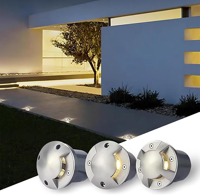 Outdoor Landscape Lamp - LED Buried Lights Warm White AC 110V Recessed Lighting Spotlight IP67 Waterproof Garden Decoration Ground Light for Driveway Sidewalk Garden Easy to Install