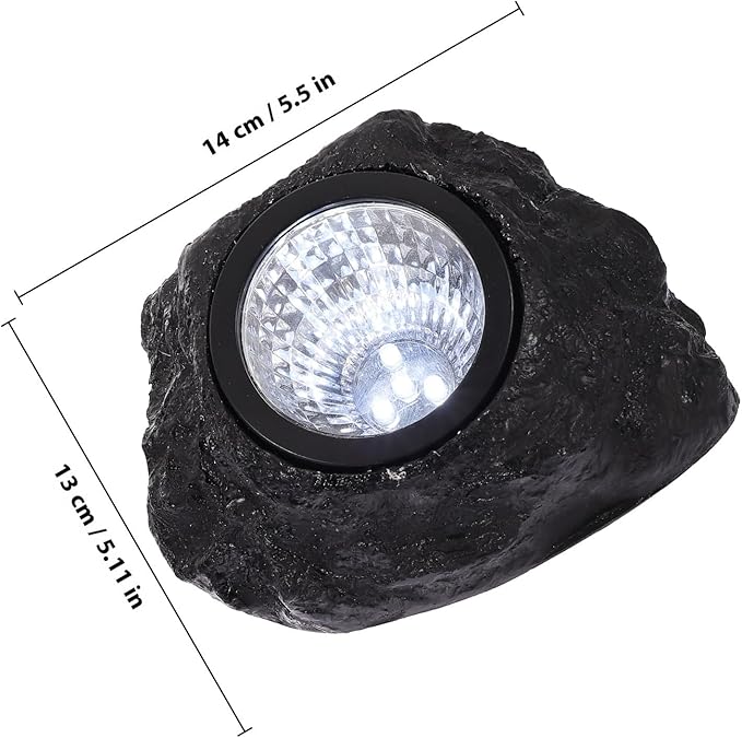 Veemoon 2 Pcs Solar Energy Lawn Flood Lights Waterproof LED Stone Spotlights 3 LEDs for Outdoor Garden Patio Landscape Lighting