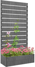 Outsunny Raised Garden Bed with Trellis for Climbing Plants Planter Box with Self Draining Gap Freestanding Trellis Planter for Outdoor Patio Deck 35.75 x 15 x 70.75 Dark Gray