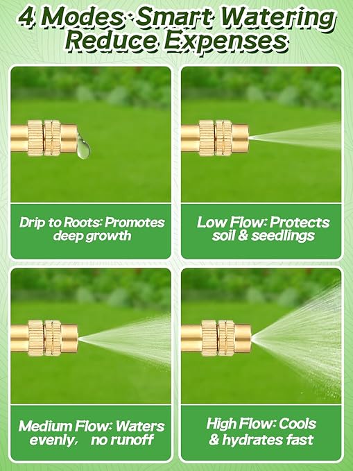 49ft Drip Irrigation System Kit - Includes 15pcs 360° Adjustable Sprayers 5/16 PE Tubing 1/2 &amp 3/4 Faucet Adapters Automatic Garden Watering Sprinkler System for Raised Bed Plants Lawn