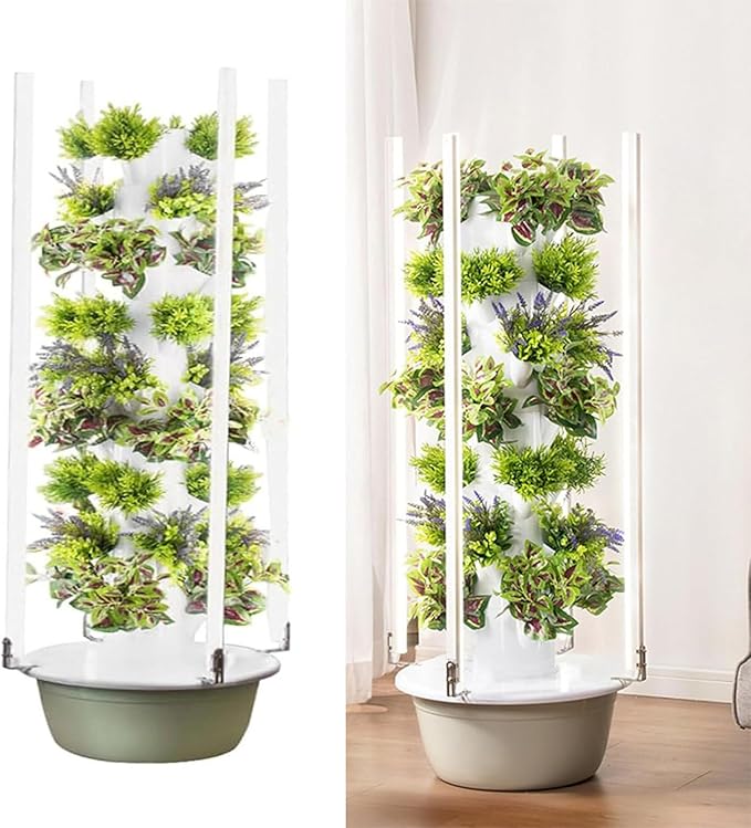 Hydroponic Growing TowerGarden Hydroponic GrowVertical Garden Planter Indoor Smart Garden Kitwith Hydrating Pump Adapterfor Herbs and Vegetables5Layers