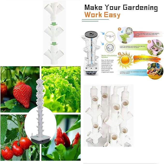 AMNOOL 45 Garden Hydroponic Grow System Garden Tower Aeroponic Grow Kit for Home Kitchen Gardening with Pump and Removable Water Tank
