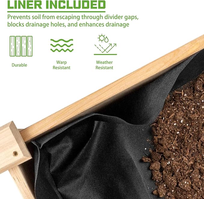 New Upgrade Wooden Raised Garden Bed 48x24x31IN Elevated Reinforced Large Planter Box with Legs for Vegetable Flower Herb Outdoor Standing Growing Bed for Gardening/Backyard/Balcony Liner Included