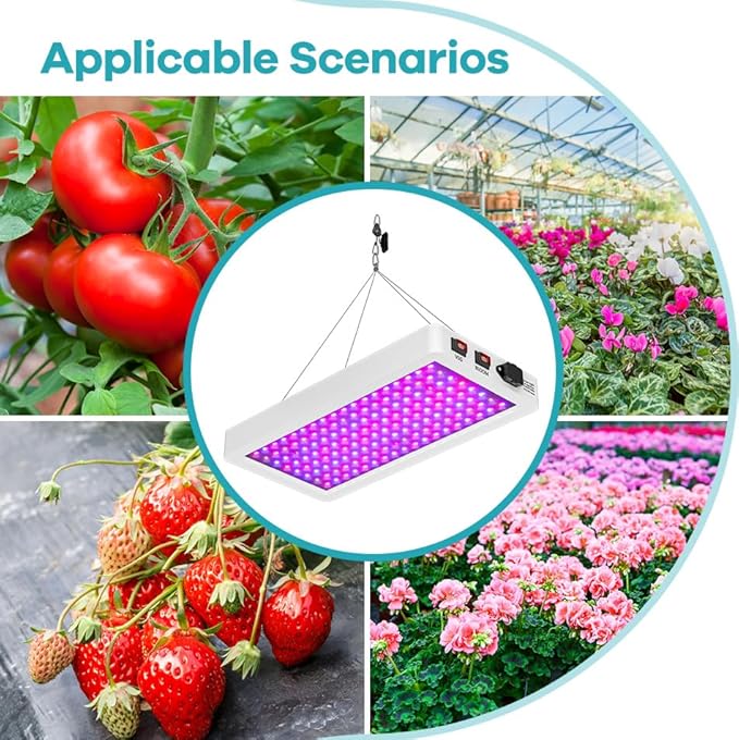 800W Red-Blue Spectrum LED Full Spectrum Planting Grow Lights Fill Lamps with Veg/Bloom Modes &amp Multi-Level Dimming Equipped With Energy-Saving Panel Light AC100-277V Wide Voltage With UV/IRUS