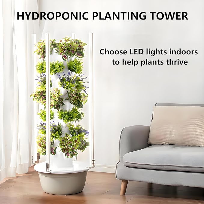 Hydroponics Growing System Vertical Tower with LED Grow Lights and Hydrating Pump Aeroponics Growing Garden Kit for Indoor Herbs Fruits and Vegetables Black-9Layer