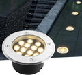 Outdoor Buried Lights - Ground Led Landscape Lamp Ip67 Waterproof Recessed Led Spotlight Led Well Lights Round Stainless Steel Garden Lawn Light for Patio Path Dri-Yellow Light-9 W