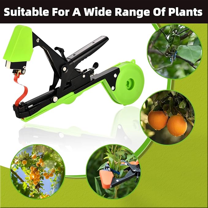 SUCA Plant Tying Machine Plant Tape Cattle Panels for GardenPlant Vine Tying Tool with 10000pcs Staples 21 Rolls Tape Plant Tape Gun for GrapesTapener (tapetool set1pcs) Green