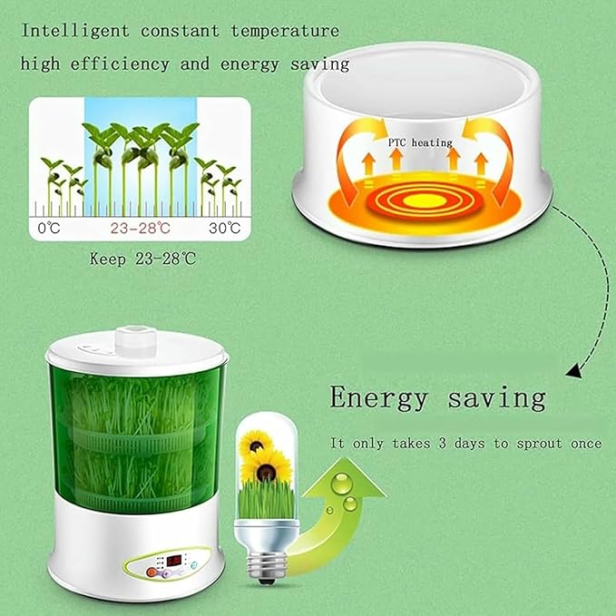Automatic Bean Sprouts Machine Large-Capacity Sprouting Seedling Growing Machines Seed Sprouter Auto Household 3 Layers Bean Seed Cereal Sprouts Machi
