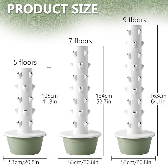 20/28/36 Pots Hydroponic Tower Aeroponic Tower Garden System with Tank Hydroponics Growing System Kit for Home Indoor Gardening System9 Layers
