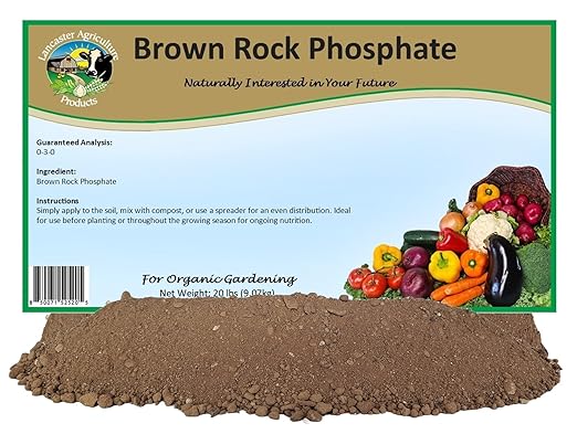 Brown Rock Phosphate 20 Pounds for Vegetable Gardens Lawns and Orchards. - Enhances Soil Quality and Supports Vigorous Plant Growth - Lancaster Agriculture Products