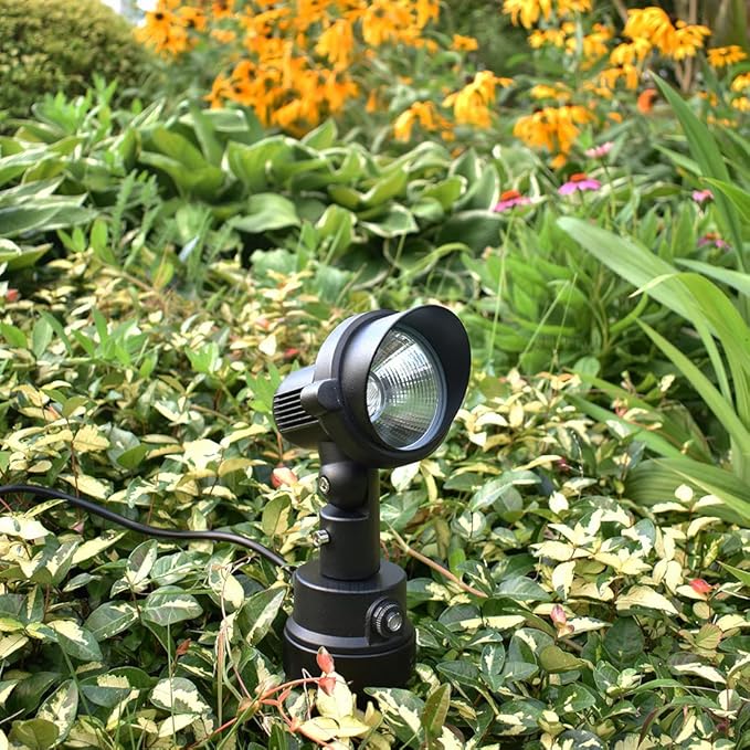 GBS9912 Outdoor LED Spotlight with Photocell Sensor 120V 12W 5000K Daylight White Photocell Enabled 3 FT Cord with Plug in Outdoor Lighting Black