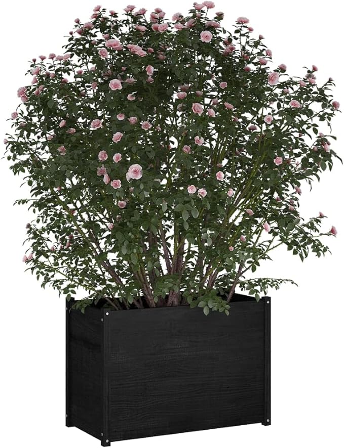 Raised Garden Bed Garden Planter Box Planter Raised Bed Wood Planter Box Grow Vegetable Flower Herb Gardening Black 39.4x19.7x27.6 Solid Wood Pine