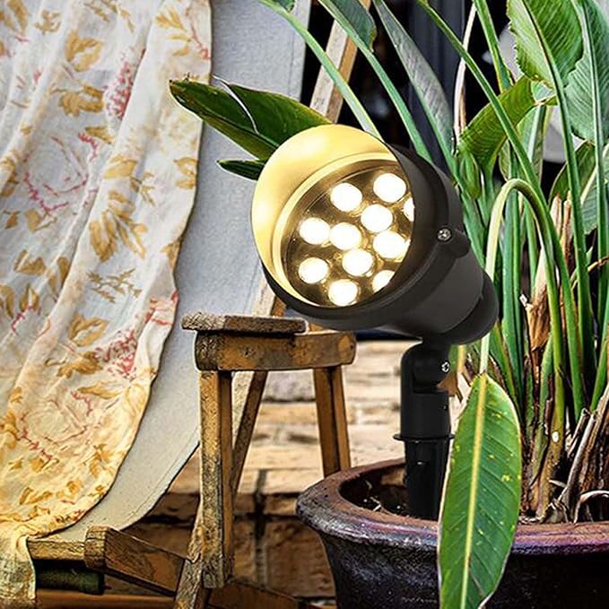 Lawn Projector Round Tree Light Outdoor LED Beam Spotlight Recessed Spotlights for Hotel Indoor Courtyard Garden Park Flag Lighting(Green12W)