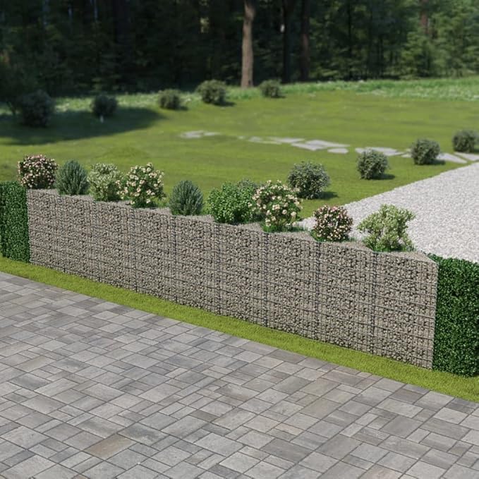 Outdoor Garden Gabion Wall Gabion Stone Basket Planter Raised Vegetable BedSteel Garden Decoration Galvanized Steel 248x11.8x39.4
