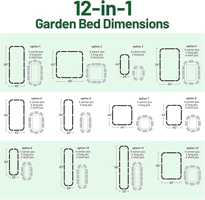 Olle Metal Raised Garden Bed Easy Quick Setup Metal Garden Bed 32 Tall 12-in-1 for Growing Flowers Herbs DIY Gardening Sage Green 32 Tall