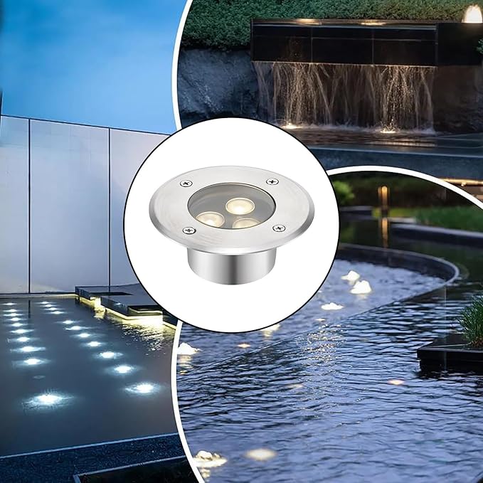 LED Underground Light - Underwater Landscape Decorate Lights Outdoor Fountain Lamp AC 12V/24V Low Underwater Led Lights IP68 Waterproof Ultra-thinyo Embedded Spot LigWarm White-12V-6W