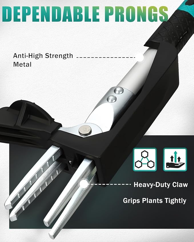 Breeze Touch 39 Weed Pulling Tool 4-Claw Detachable Weed Puller Tool with Long Handle Adjustable Heavy Duty Stand Up Weeder Weeding Tool for Lawn Yard Garden Dandelion Picker Weed Remover