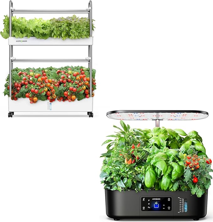 Indoor Garden Hydroponics Growing System 60 Pods Vertical Garden with LED Grow Light - Plant Germination Kit Aeroponic Veggie Flower Fruit Growth with Smart Socket &amp Pump System for Home