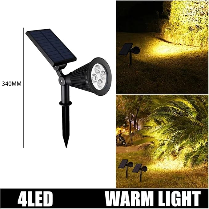 4/7led Solar Powered Highlighted Lights Outdoor Landscape Spotlights Ip65 Waterproof Landscape Wall Lamp Villa Garden(4LED-Warm Light)