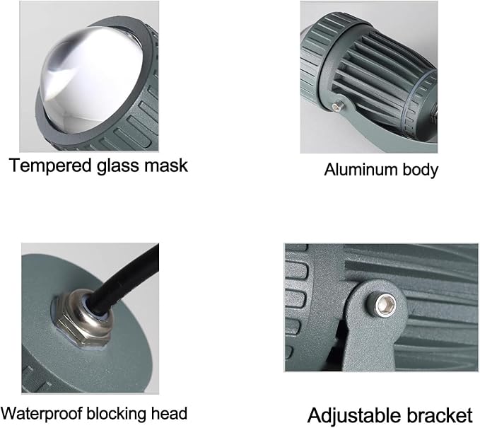 Landscape LED Spotlight - 220V Waterproof IP67 Adjustable Beam Outdoor Wall Light (Warm White 5W / RGB 10W)