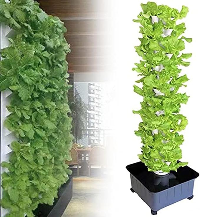 Indoor Hydroponic Tower Growing System - 15-Level Vertical Garden Kit for 45 Plants Detachable PP Cups Perfect for Home Greenhouse Gardening