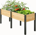 SUNYRISY Dual Wooden Raised Garden Bed Outdoor with Metal Legs for Gardening 71 L x 23.6 W x 31.5 Elevated Planter Garden Box Raised Bed for Vegetable Flower Herb