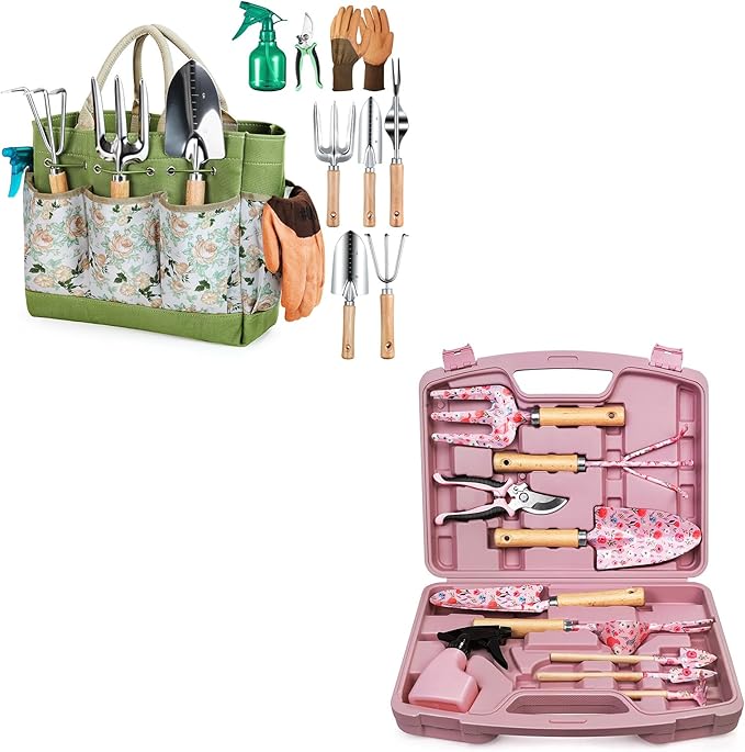 Gardening Tools 9 Piece and 12-Piece Womens Gardening Tools Gift Set Garden Tools with Durable Carrying Case Fashionable and Thoughtful Gifts for Garden Women
