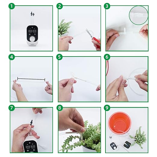 JAKEMY Automatic Drip Irrigation KitMini Size Big Power Houseplants Self Watering System with 1-23 Hour &amp 1-30 Day Interval Programmable Timerfor 15 Potted Plants Clear