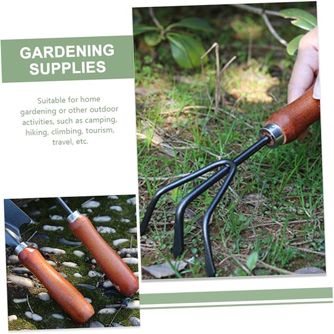 VICASKY Garden Trowel and Spade Shovel Set 4pcs with Ergonomic Handles Small Hand Tools for Digging and Weeding in Garden Includes Narrow Trowel Three-Prong Rake Dual-use Hoe and Soil