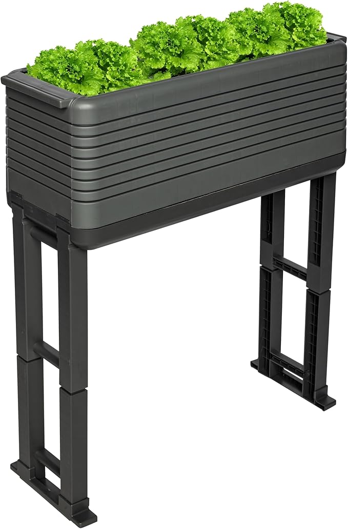 NuVue Modular Garden Planter 2-Pack Set - Innovative Planter Boxes for Indoor and Outdoor Gardening with Configurable Tiered Design Easy Install Gray/Gray Set of 2